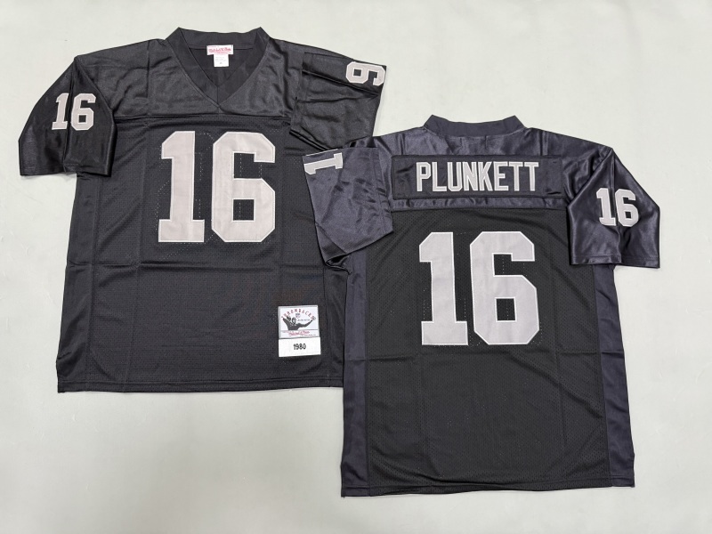Men 2025 Nike Oakland Raiders #16 Plunkett black Throwback Limited NFL Jersey style 001